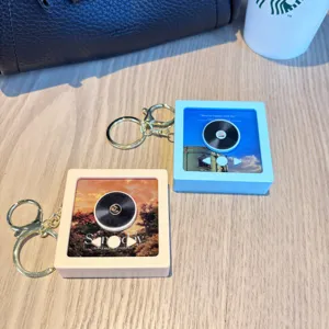 Mini record player keychain creative music album pendant cute bag accessory portable gift charm