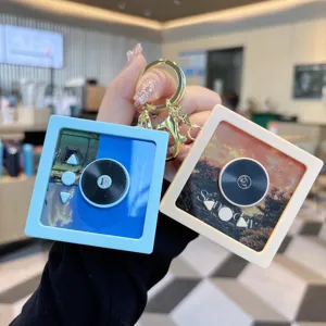 Creative Mini Music Player Record CD Box Keychain Portable Recording Playback Album Pendant Bag Accessories Retro Cute Keyring