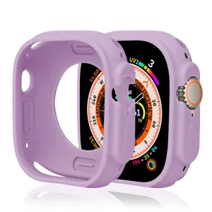 Light purple silicone protective case detail view for smartwatch, soft and durable cover design.