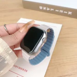 Silikon Magnet Uhrenarmband Detailansicht, zweifarbiges Wellen-Design, weich und bequem.