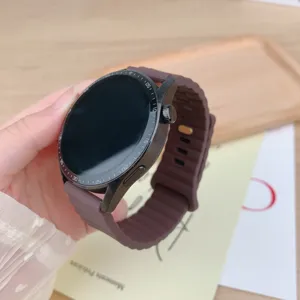 Correa de reloj deportiva de silueta de silicona, banda marrón oscura flexible para relojes.