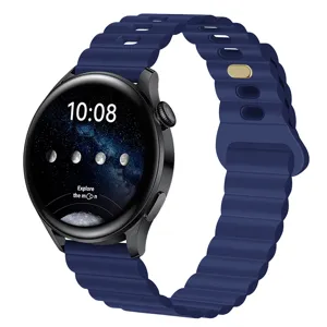 Correa de reloj de silicona azul de repuesto compatible con relojes inteligentes, cómoda.