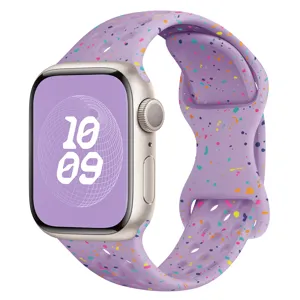Bracelet de montre en silicone pour Apple Watch, motif confettis colores, trous respirants.