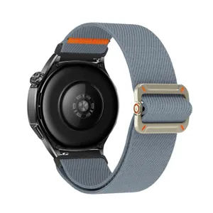 Vervangende elastische nylon horlogeband compatibel met smartwatch, grijze band.