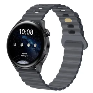 Correa de silicona para reloj inteligente con cierre magnético, diseño ondulado transpirable.