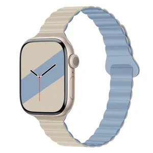 Silikon magnetische Ersatzuhrband zweifarbig wellenförmiges Armband für Smartwatch Zubehör