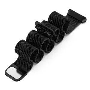 Schwarzes Metall Milanese Loop Magnet Uhrenarmband kompatibel mit Smartwatches, edles Mesh.