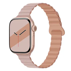 Cinturino per orologio in silicone magnetico di ricambio per Apple Watch rosa elegante.
