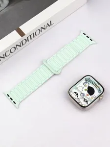 Silicone woven watch band compatible with Apple Watch, featuring mint green color and clean detail.