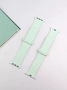 Silicone magnetic watch band replacement strap in light mint green for smart watch models.