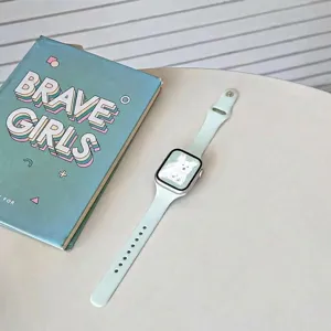 Mint green silicone watch band replacement compatible with Apple Watch ultra se series detail