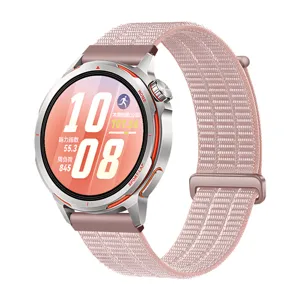 Rosa Nylon gewebtes Smartwatch Ersatzarmband atmungsaktiver Ersatz für Sport Fitness Uhren.