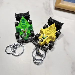 Dettaglio portachiavi in metallo auto da corsa F1, ciondolo giocattolo in lega creativo.
