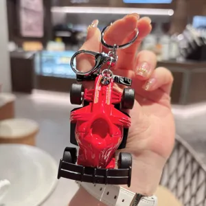 Portachiavi metallo auto da corsa F1 creativo modello automobile rosso pendente borsa