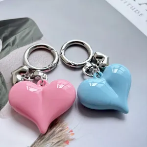 Sweet candy color heart alloy keychain backpack pendant car key ring fashion accessories.