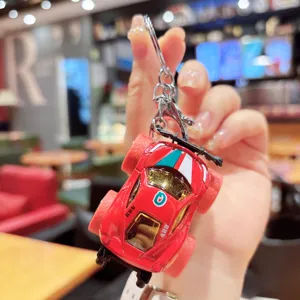 Alloy sports car keychain cute mini vehicle bag pendant keyring metal car accessories
