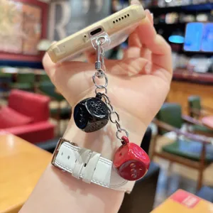 Colorful dice phone charm keychain strap, cute mobile phone accessory hanging pendant decor