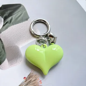 Sweet candy color heart keychain cute alloy bag pendant car keyring fashion accessory