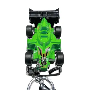 Portachiavi auto da corsa F1 verde in metallo lega, ciondolo carino per chiavi e borse.