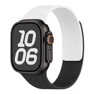 Silicone watch band detail view, dual-tone texture design, flexible magnetic strap.
