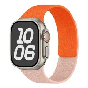 Litchi pattern magnetic silicone watch band, dual-color strap detail view, compatible style.