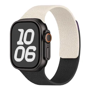 Two-tone lychee pattern soft magnetic silicone watch strap compatible with apple watch ultra series