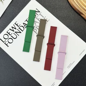 Silicone magnetic watch strap compatible with smartwatches, soft multi-color replacement bands.