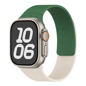 Contrast color litchi pattern magnetic silicone watch strap compatible with Apple Watch Ultra.
