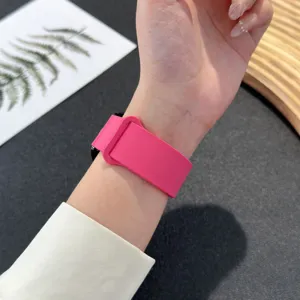 Pink silicone magnetic watch band replacement strap for smart watch comfortable daily wear detail view