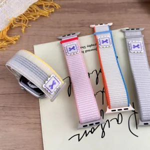 Nylon woven loop watch band replacement for Apple Watch with bow decoration, soft and easy.