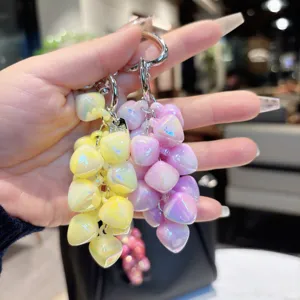 Colorful crystal heart bead keychain cute phone charm fashion accessory pendant