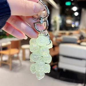 Acryl roos bloem cluster sleutelhanger schattige tas charm auto sleutelring accessoire