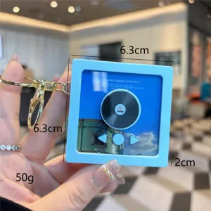 Mini Music Player Keychain Creative CD Record Pendant Bag Accessory Portable Pocket Gift 6.3cm