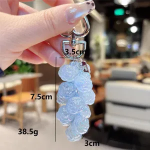 Acryl roos bloem sleutelhanger tas bedel schattige parel hanger rugzak accessoire
