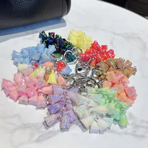 Colorful acrylic flower grape cluster keychain stylish bag charm cute keyring pendant gift