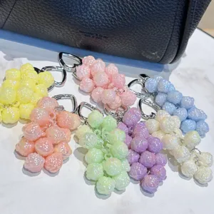 Colorful Acrylic Flower Grape Cluster Keychain Cute Bag Pendant Fashion Charm!