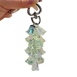 Chic iridescent lily of the valley keychain crystal flower bag charm women accessory