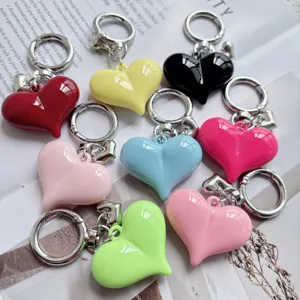 Cute Candy Color Love Heart Alloy Keychain Women Backpack Bag Pendant Car Key Chain Cute Fashion Jewelry Gift
