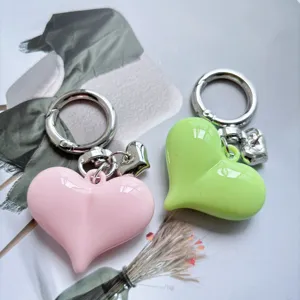 Candy colored heart alloy keychain cute bag pendant and car key accessories for women girls