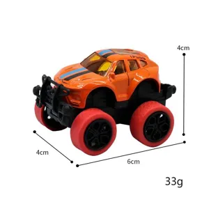Mini alloy pull-back monster truck keychain toy, cute cartoon off-road car model bag pendant.