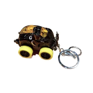 Cute cartoon off-road car keychain alloy pull-back toy car bag pendant accessory
