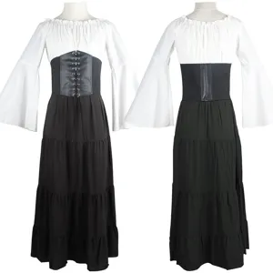 Medieval Renaissance women long sleeve bell sleeve dress party gothic cosplay costume