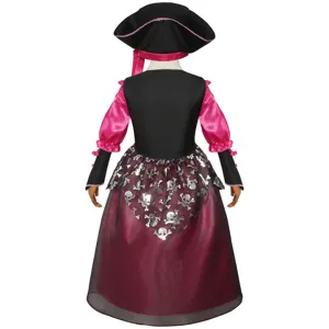 Disfraz de pirata rosa para niñas vestido de cosplay de Halloween con sombrero de escena
