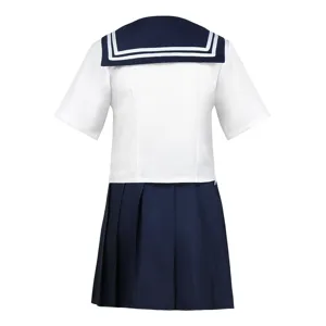 Detailed view of Japanese style JK uniform featuring sailor collar and pleated skirt design.