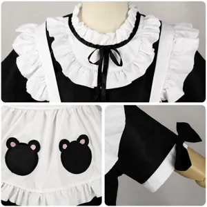 Japanese cute bear maid costume lolita cosplay outfit with ruffled collar and cute bear details