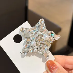 Sparkly star rhinestone hair clip elegant crystal side hairpin for women and girls shining accessory