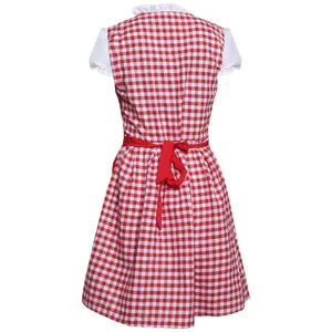 Rot weiß kariertes Dirndl Kleid Bierfest Kostüm Rückansicht Detail für Halloween Cosplay.