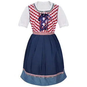Traditionelles deutsches bayerisches Oktoberfest Dirndl für Damen, rot-weiß kariertes Bierkostüm