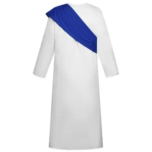 Robe de costume blanche avec écharpe bleue pour jeux de rôle bibliques, grecs ou romains.