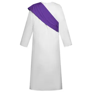 Robe de costume cosplay blanc de Jésus Grec Romain avec écharpe pour spectacle de fête.